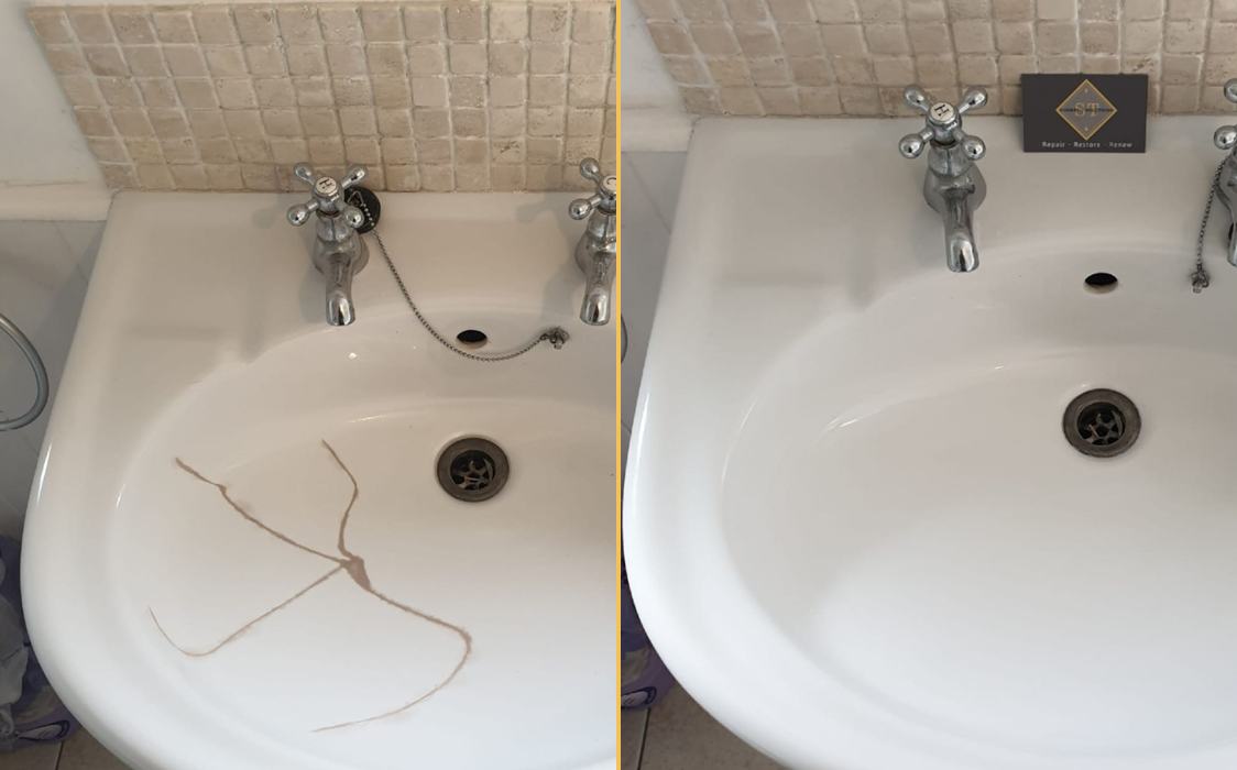 Pedestal basin cracks: before / after