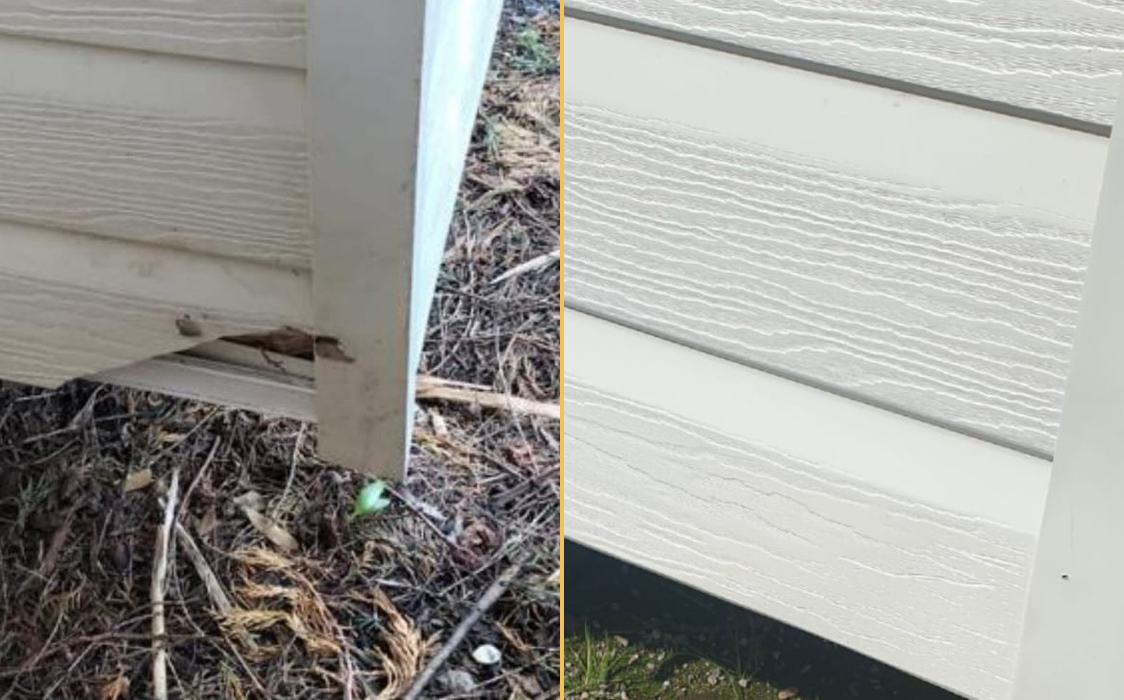 Caravan cladding: before / after