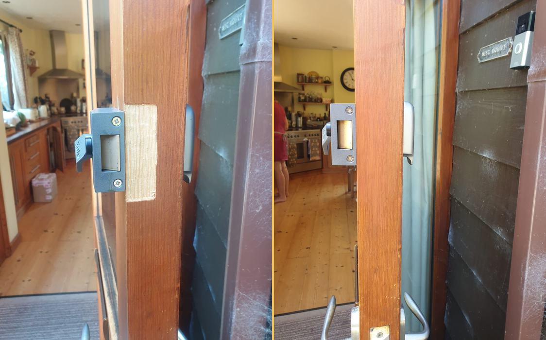 Timber door frame: before / after