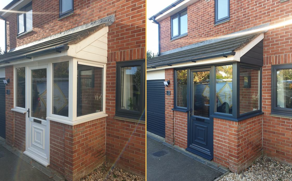 uPVC porch respray: before / after