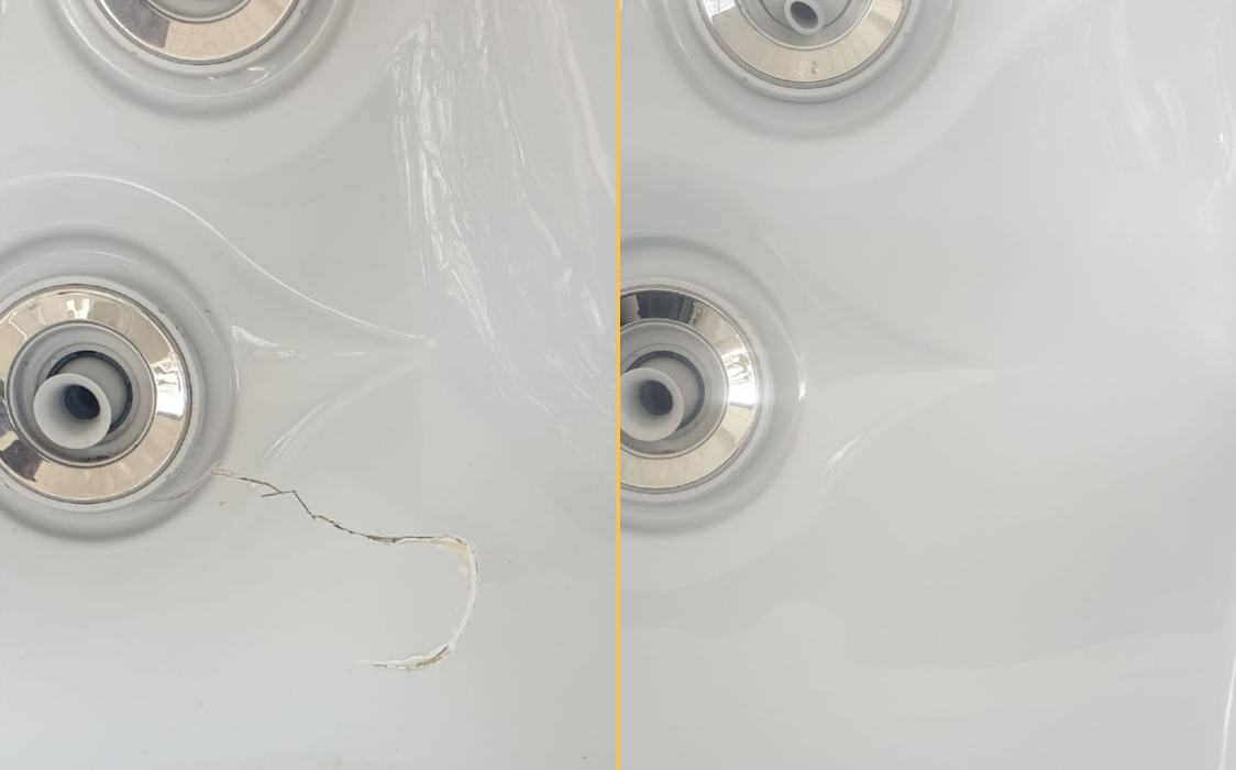 Hot tub crack: before / after